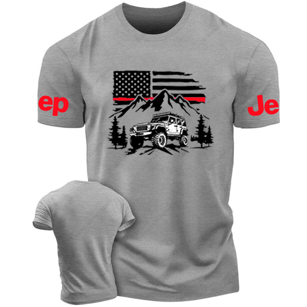 Firefighter Red Line American Flag Mountains Silhouette Jp T-Shirt