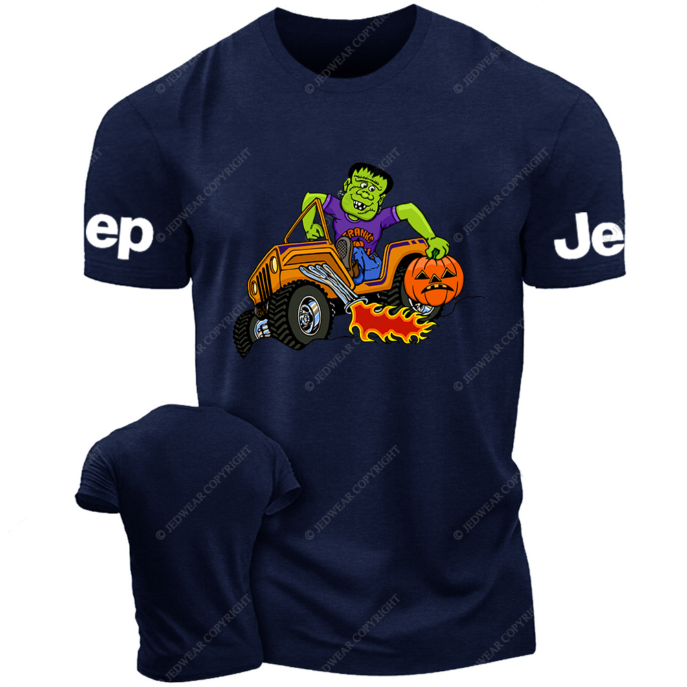 Funny Frankenstein Driving An Orange Car Jp T-Shirt