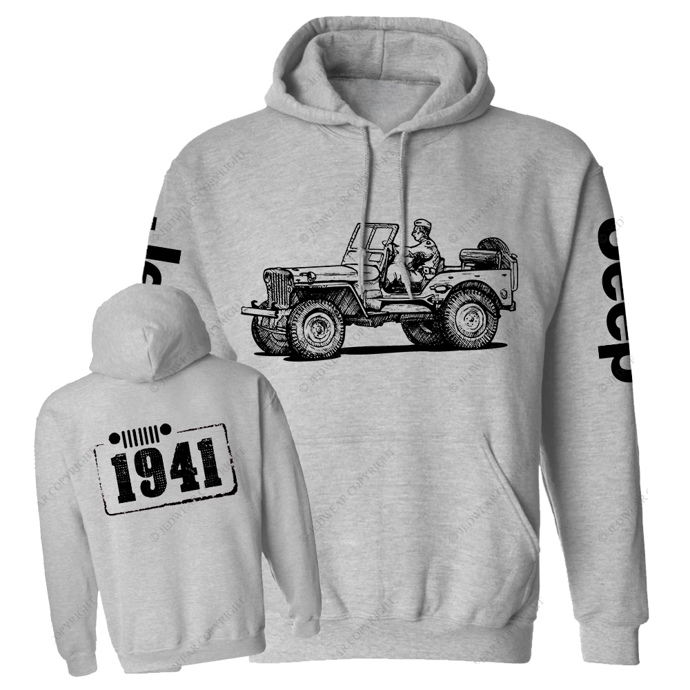 Black And White Sketch Front And Rear Design Since 1941 Jp Casual Hoodie