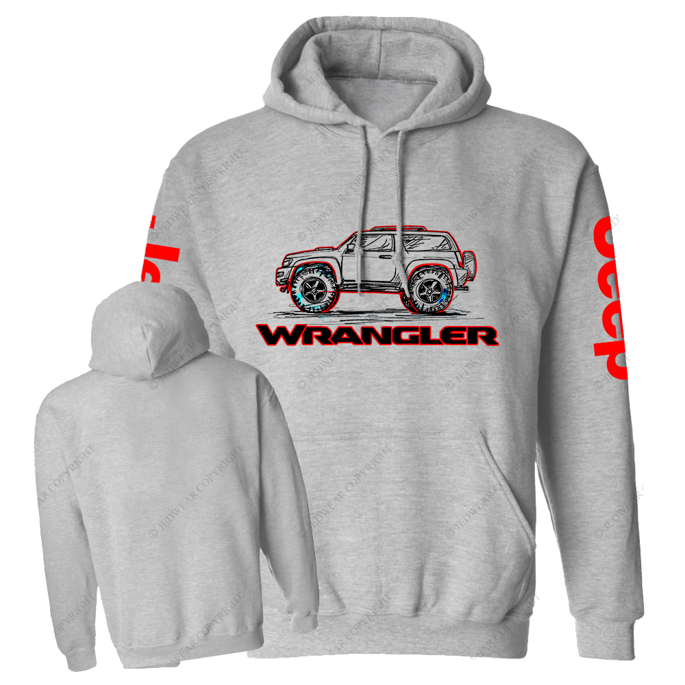 Red Hand-Painted Off-Road Car Country Jp Casual Hoodie