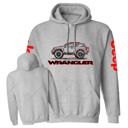Red Hand-Painted Off-Road Car Country Jp Casual Hoodie