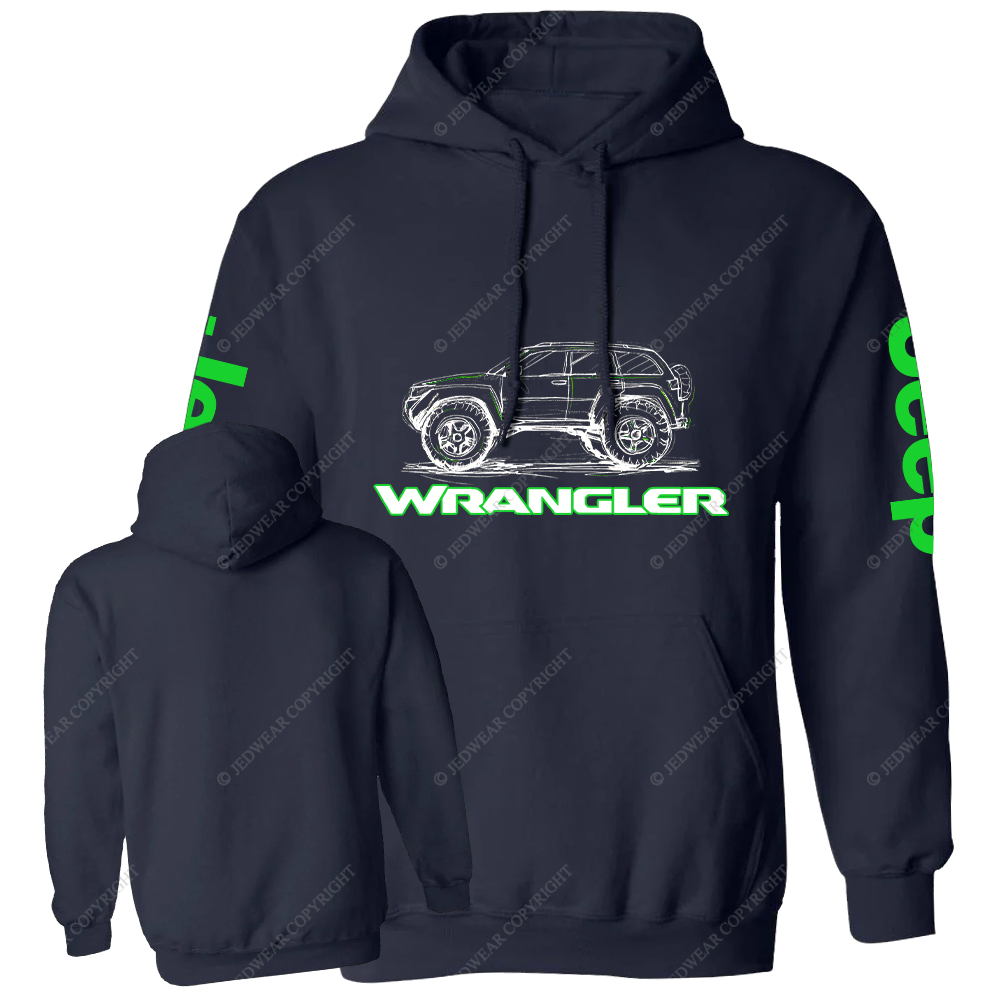 Green Hand-Painted Off-Road Car Country Jp Casual Hoodie