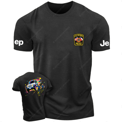 Police Car And Running Policeman JP T-Shirt