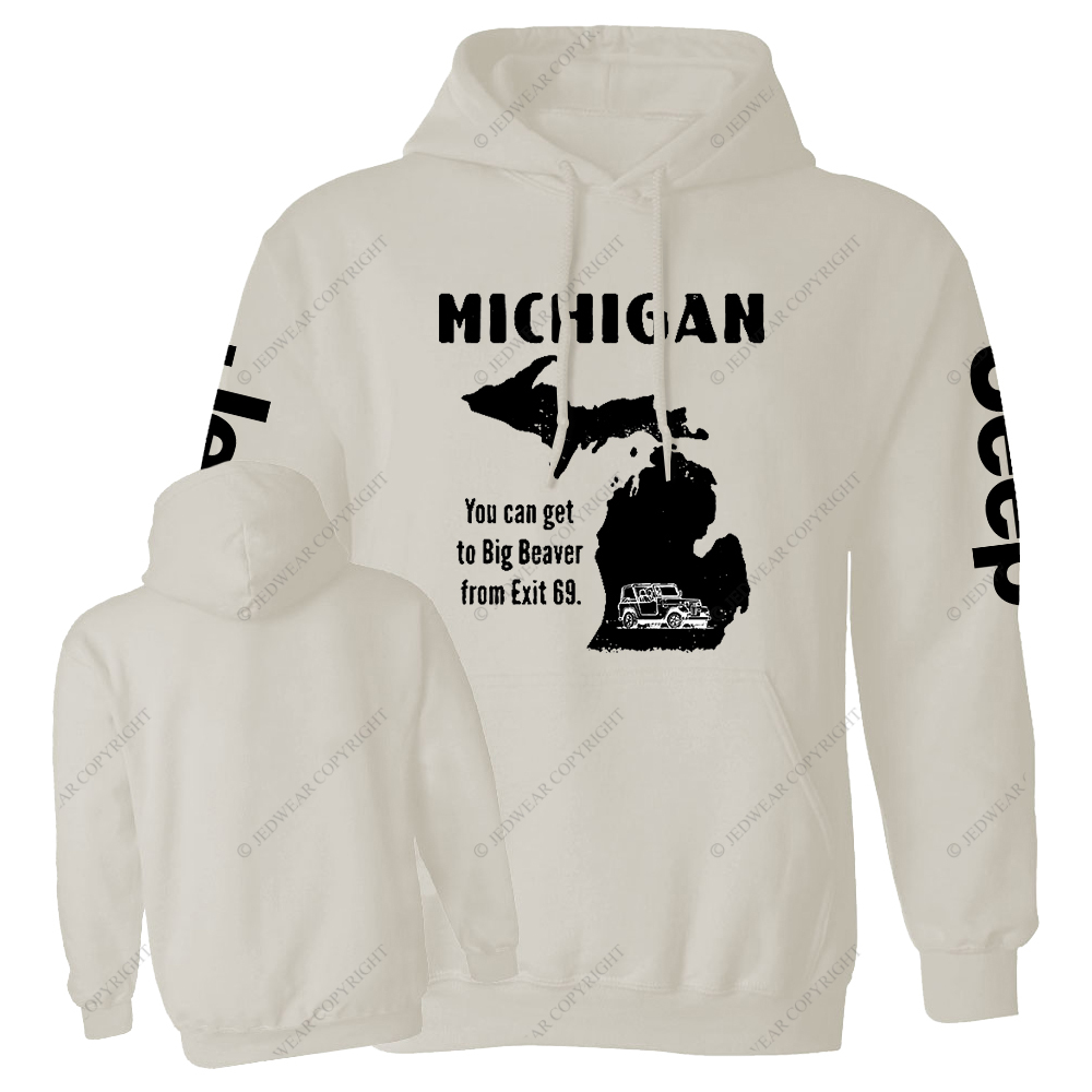 Michigan You Can Get To Big Beaver From Exit 69 Map Of America Jp Casual Hoodie