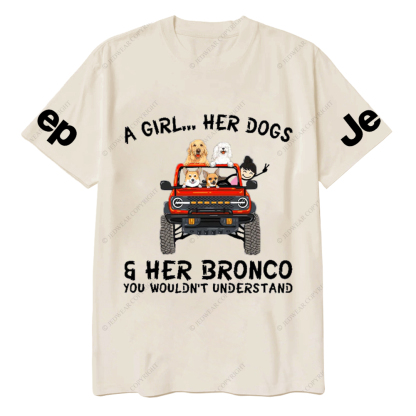 A Girl Her Dogs And Her Bronco Dog Jp T-Shirt
