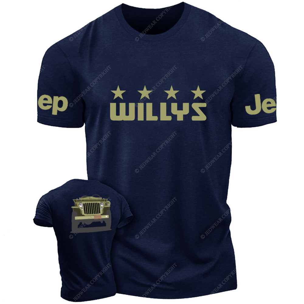 Willys Car WW2 Colorful Hand-Painted Jp T-Shirt