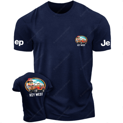 Hawaii Key West Four-wheeler On The Seaside Seagulls Blue Sky JP T-Shirt