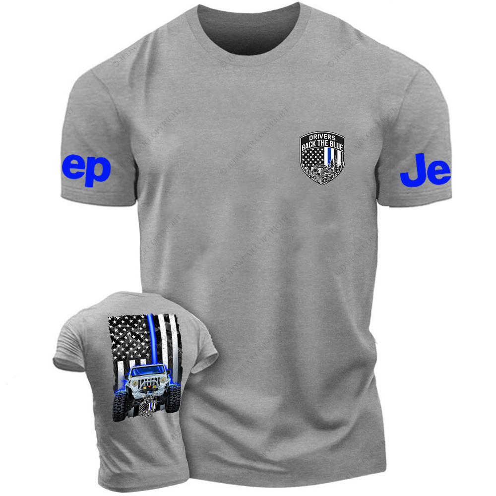 Drivers Back The Blue American Flag Policeman Police Car Badge Jp T-Shirt