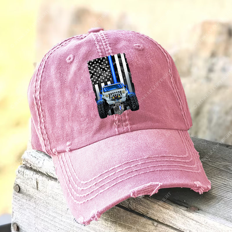 Drivers Back The Blue American Flag Policeman Police Car Badge Jp Baseball Cap
