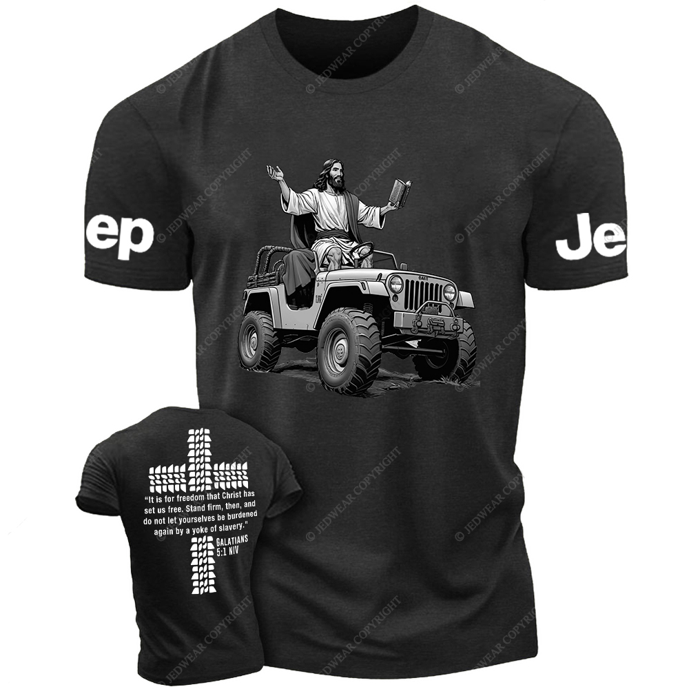 Galatians 5:1 NIV Religion Cross Jesus Bible Wheelmarks Psalm Jp T-Shirt