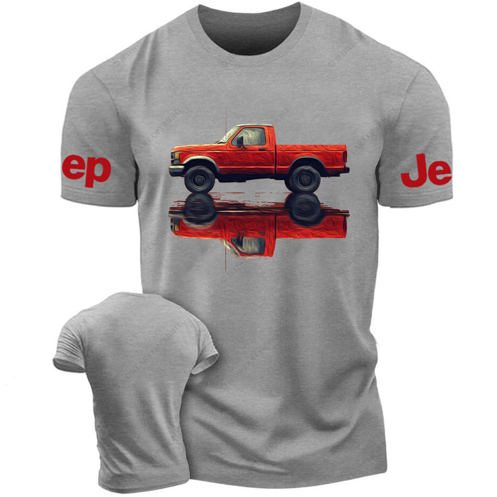Red Off-Road Vehicle Truck Oil Painting Jp T-Shirt