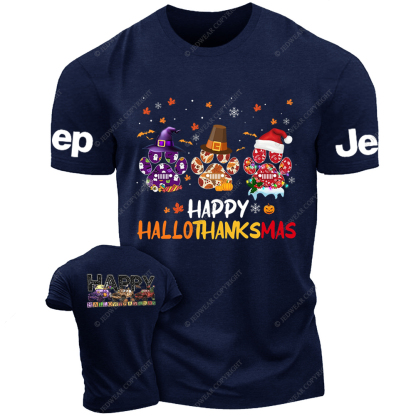 Happy HalloThanksMas Funny Halloween Thanksgiving Christmas Dog Jp T-Shirt