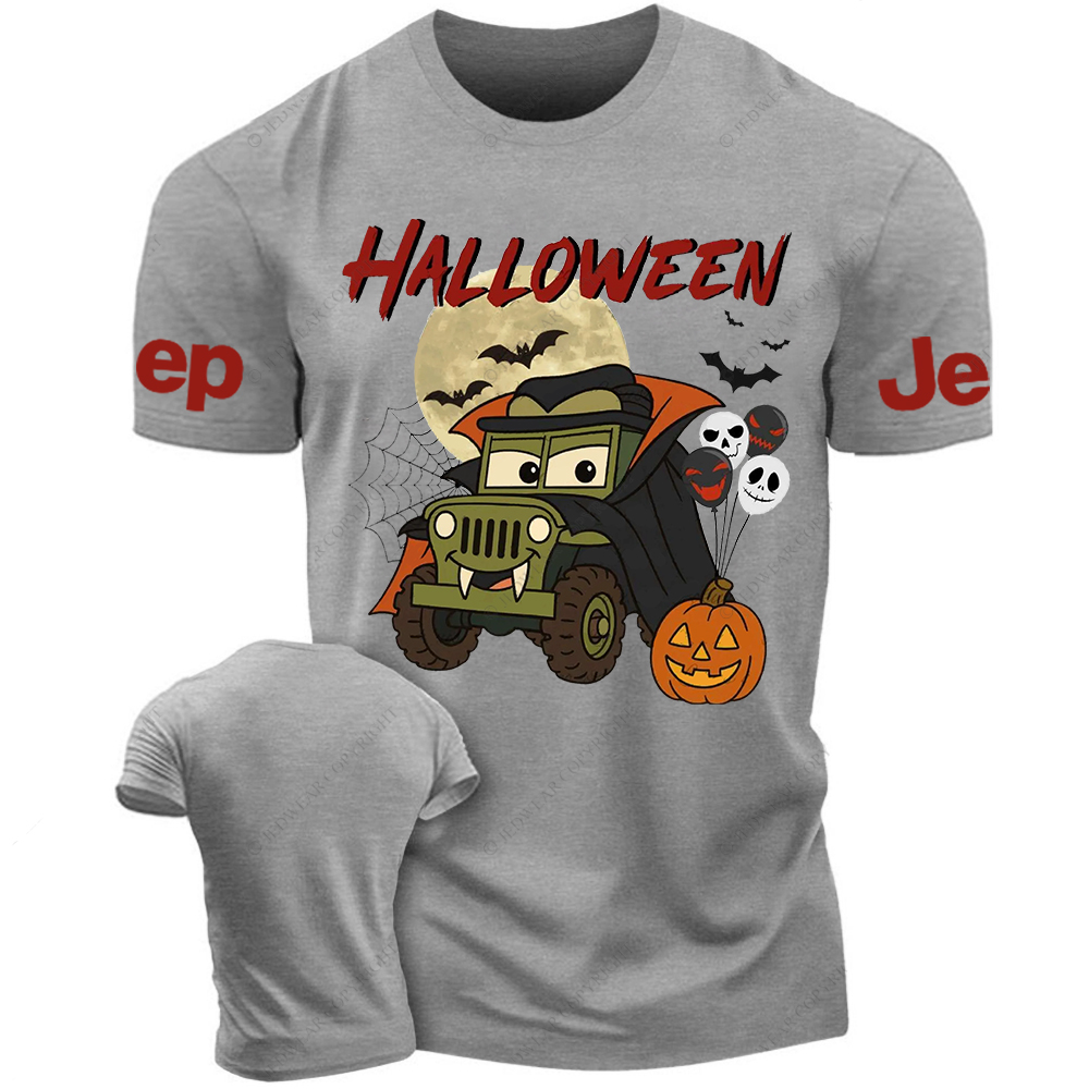 Funny Car Halloween Skull Bat Spider Web Jp T-Shirt