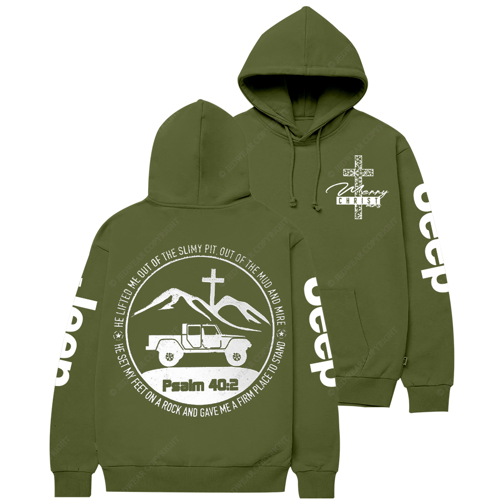 Merry Christmas Religion The Lifted Me Out Of The Slimy Pit Psalm 40:2 Jp Casual Hoodie