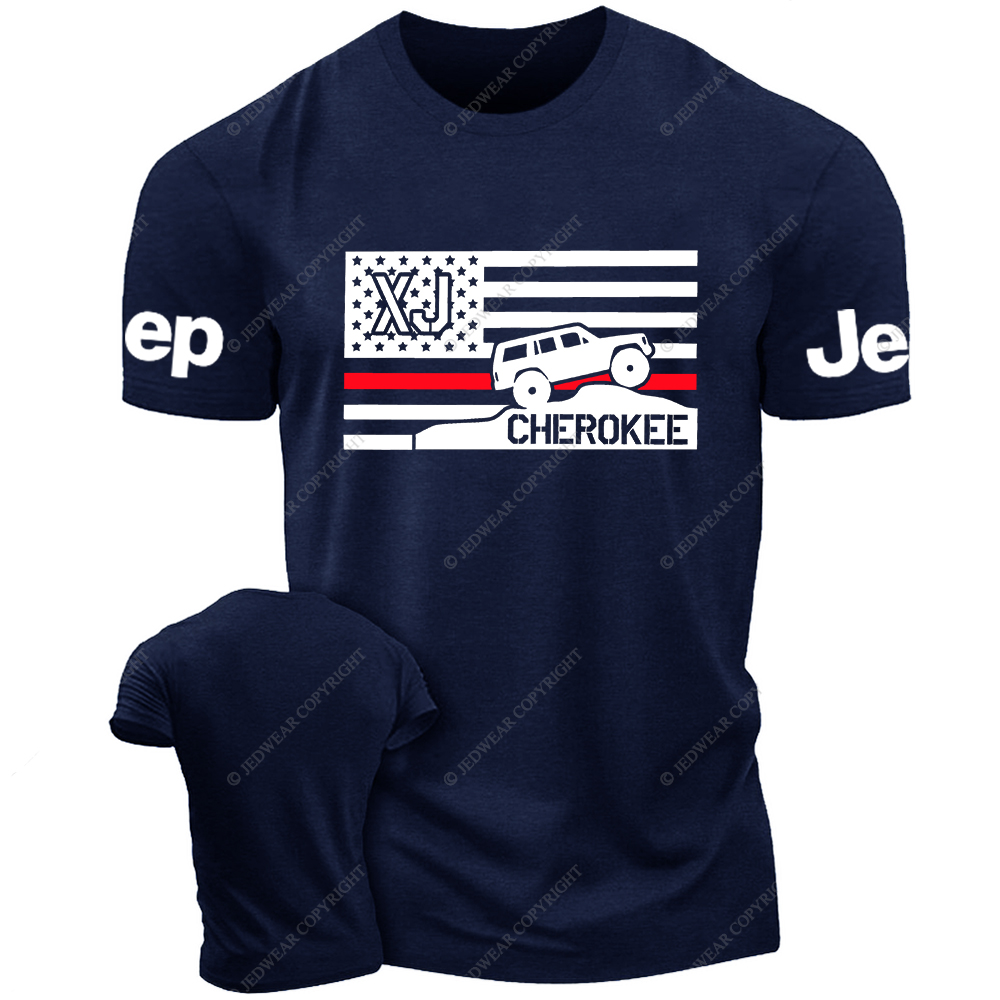 Cherokee XJ Firefighter Red Line American Flag Silhouette Jp T-Shirt