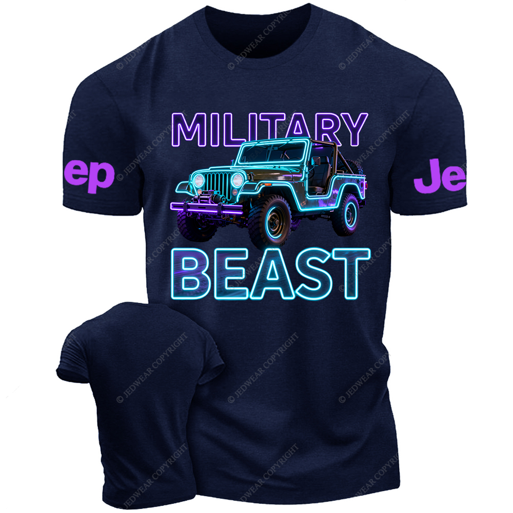 Colorful Neon Lines Off-Road Military Beast Jp T-Shirt