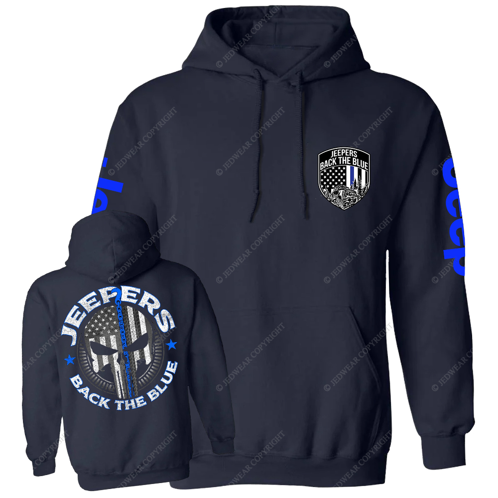 Policeman Jp Back The Blue Police Skull Jp Casual Hoodie