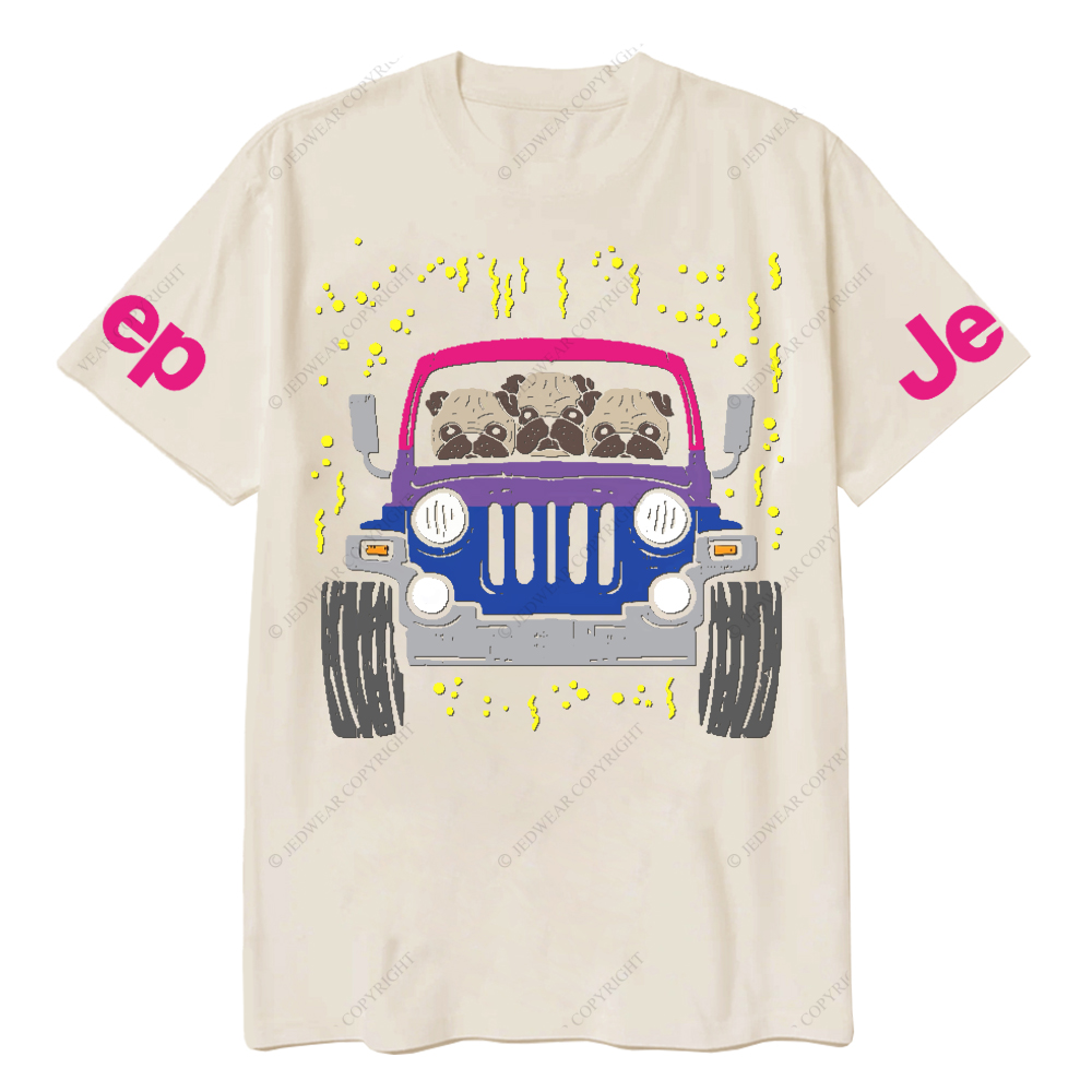 Three Shar Pei Dogs Driving A Car Jp T-Shirt 