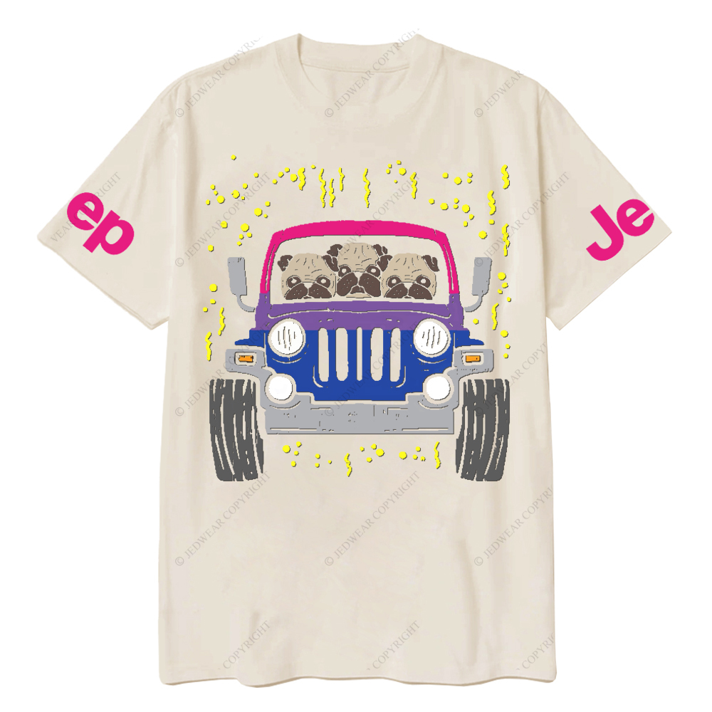 Three Shar Pei Dogs Driving A Car Jp T-Shirt 