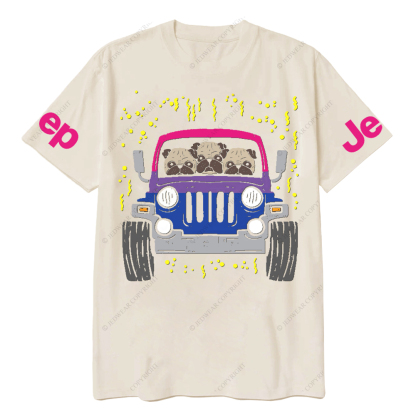 Three Shar Pei Dogs Driving A Car Jp T-Shirt 