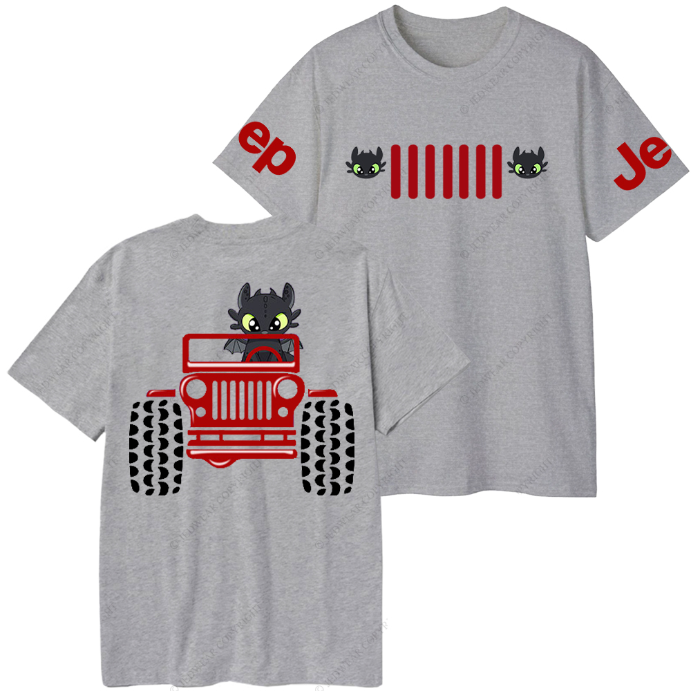 A Little Bat Is Driving A Car Front And Back Design Jp T-Shirt 