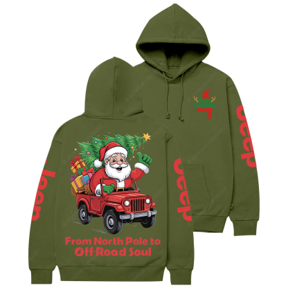 Christmas Santa Riding Monster Truck Xmas Jp Casual Hoodie