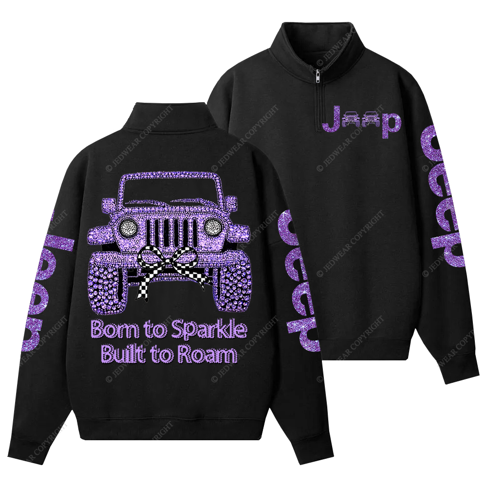 Girl Purple Car Bling Bling Jp Half-Zip Jacket Sweatshirt