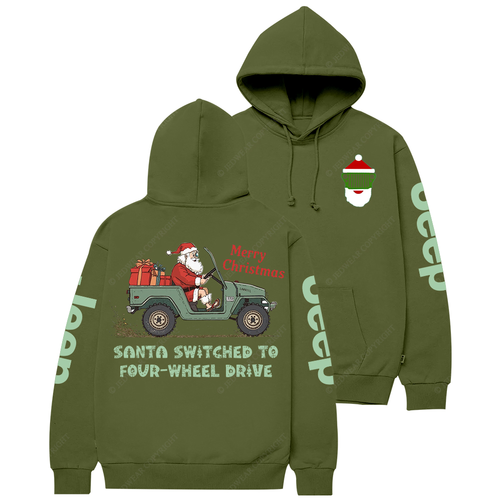 Merry Christmas Santa Santa Switched To Four-Wheel Drive Jp Casual Hoodie