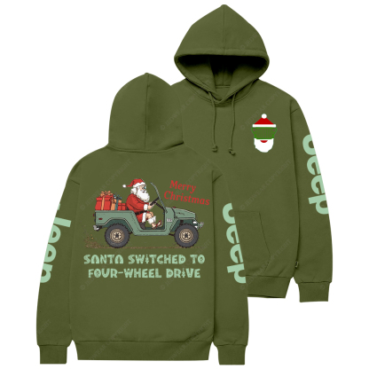 Merry Christmas Santa Santa Switched To Four-Wheel Drive Jp Casual Hoodie