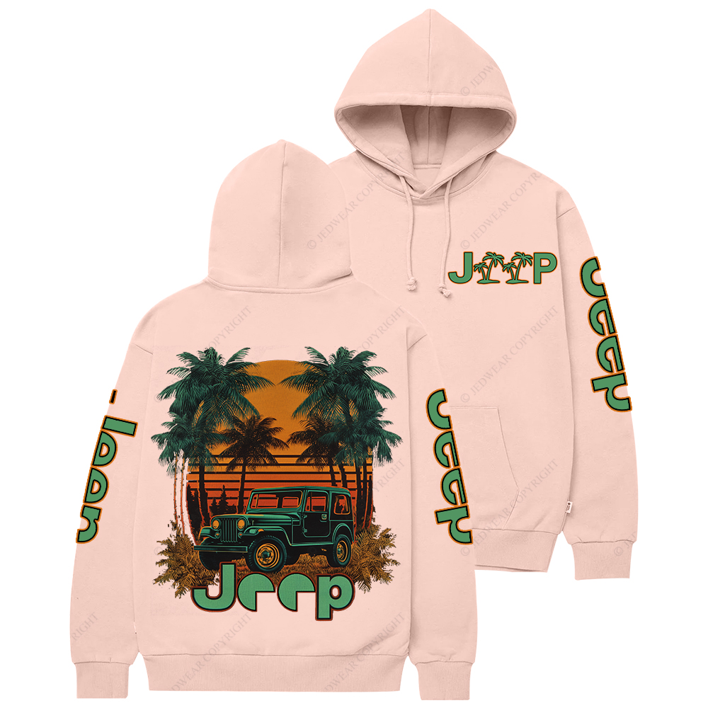 Palm Tree Off-Road Beach Sunset Jp Casual Hoodie