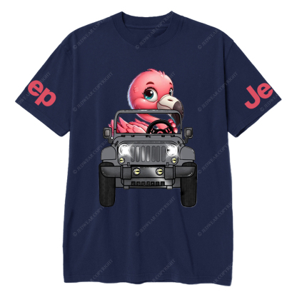 Flamingo Driving Car vJp T-Shirt