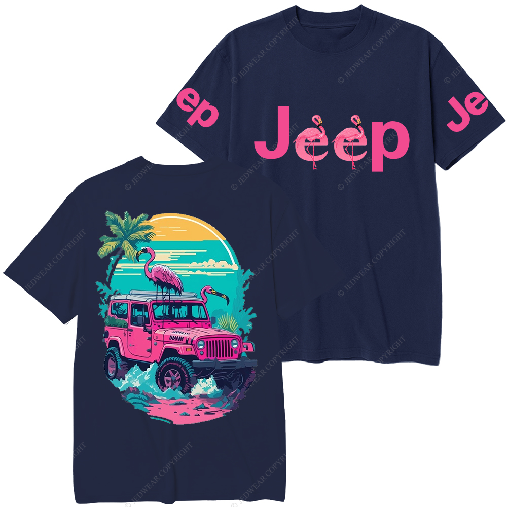 Pink Off-Road And Pink Swan Flamingo On The Seashore Jp T-Shirt