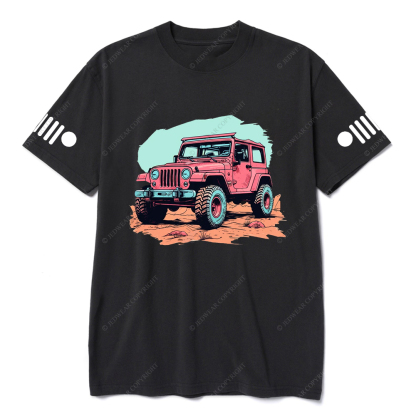 Jp Girl Pink Off-Road Vehicle On The Mountain Road T-Shirt