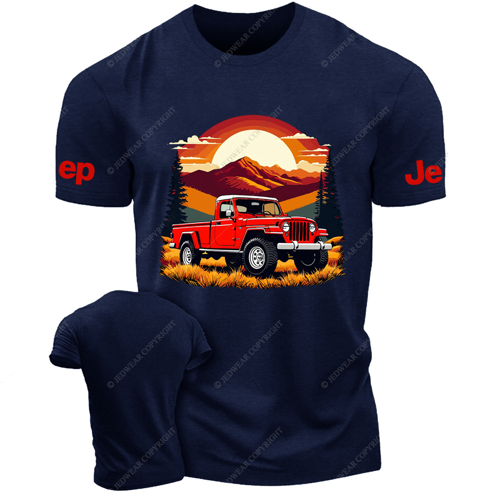 Jp Gladiator Off-Road Vehicle On The Grass At Sunset Mountain T-Shirt