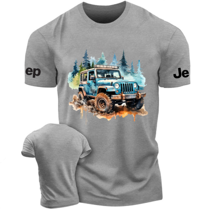 Colorful  Ink Painting Off-Road Vehicle Driving On Muddy Terrain Jp T-Shirt