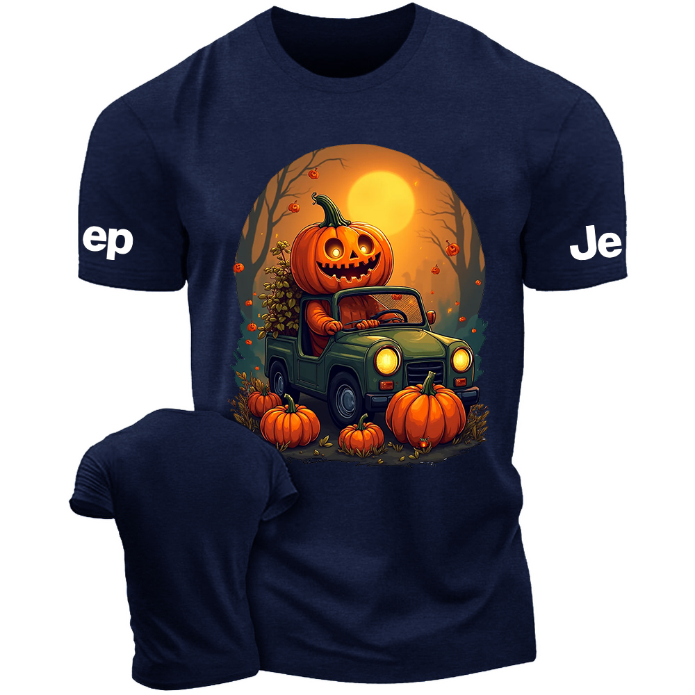 Halloween Pumpkin Man Driving On The Road Jp T-Shirt