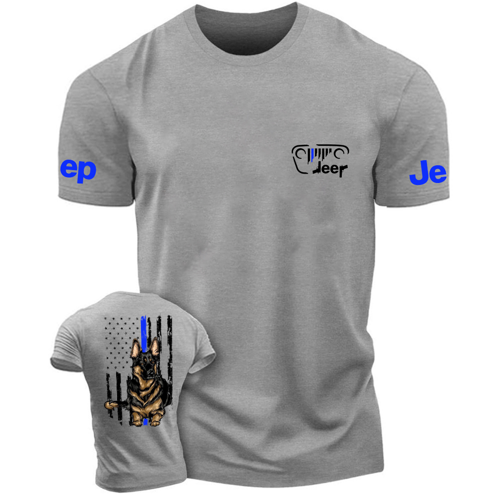 American Flag Police Cordon Gun The Blue Line Police Dog Jp T-Shirt