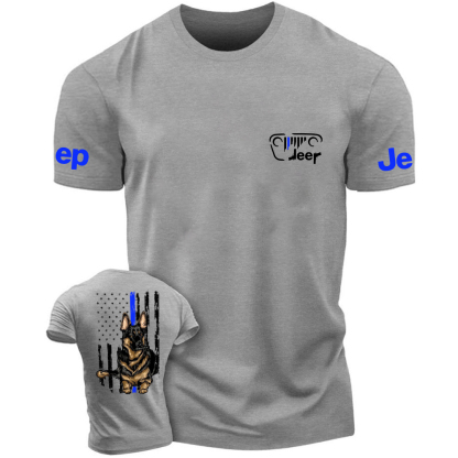 American Flag Police Cordon Gun The Blue Line Police Dog Jp T-Shirt