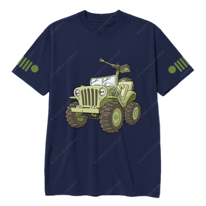 Cartoon Green Four-Wheeled Vehicle Jp T-Shirt