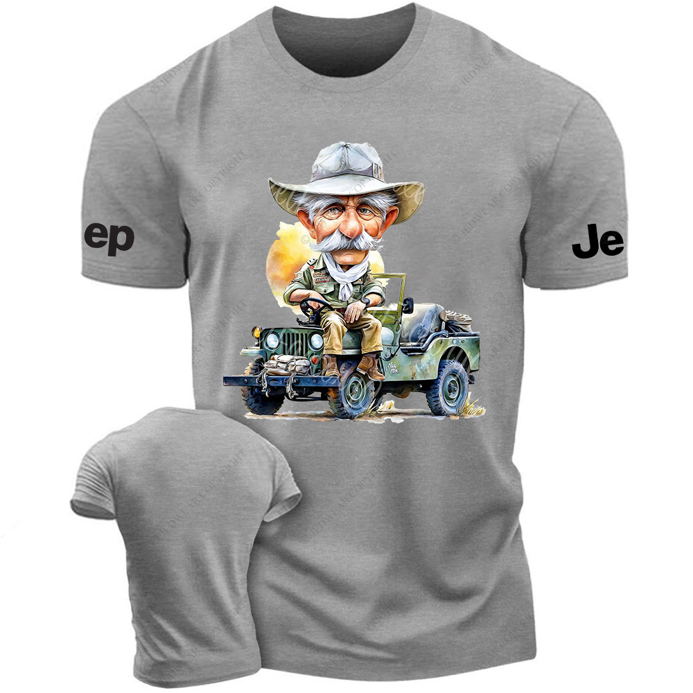 Cartoon Funny The Farmer Sits In The Front Of The Car Jp T-Shirt