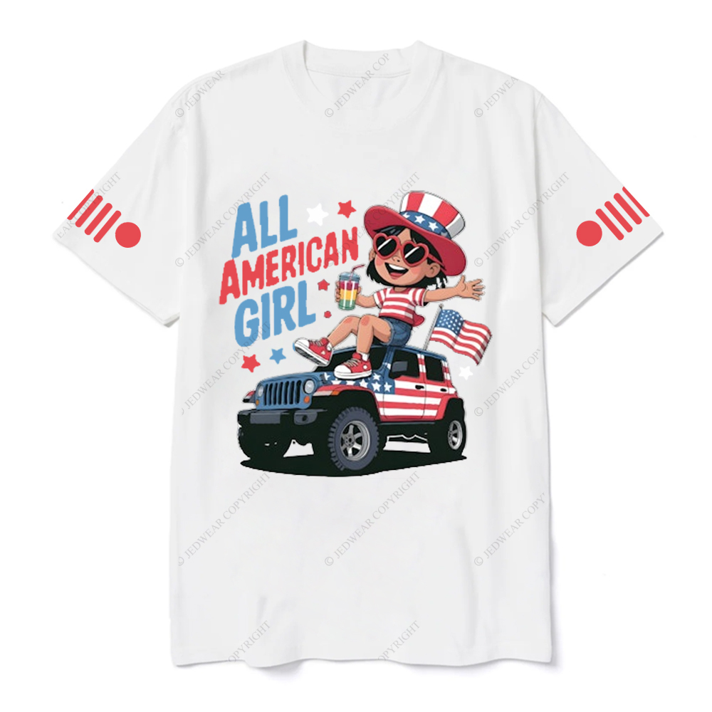 American Flag All American Girl Happily Drinking Juice Jp T-Shirt