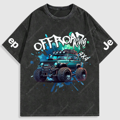 Jp Off Road King 4x4 Colorful  Washed T-Shirt