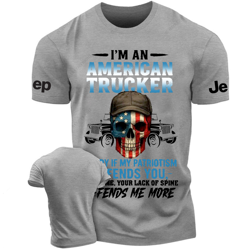 I’m An American Trucker Apparel Patriotic Skull Jp T-Shirt