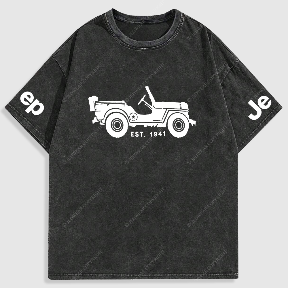 Jp Vintage Military Star 4X4 Cars Washed T-Shirt