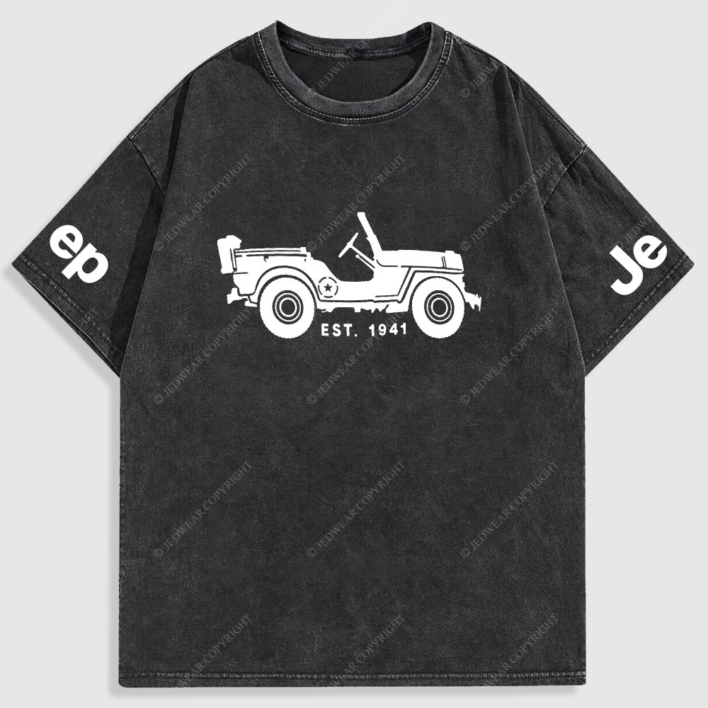Jp Vintage Military Star 4X4 Cars Washed T-Shirt