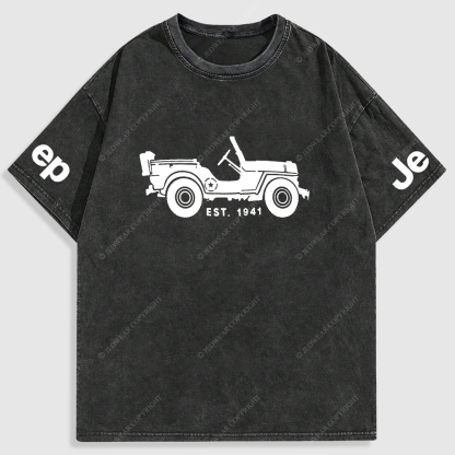 Jp Vintage Military Star 4X4 Cars Washed T-Shirt