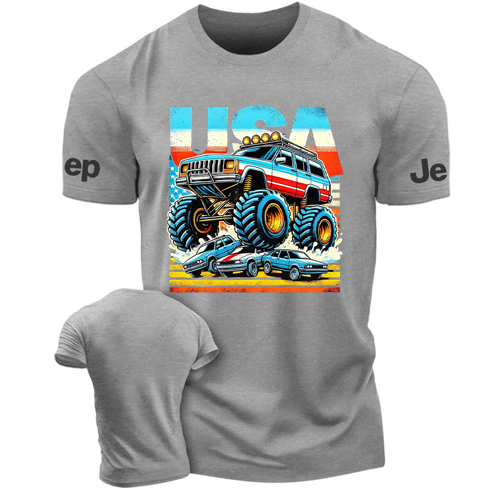 USA Flag Cherokee XJ 4x4 USA Off-Road Vintage Old School Vehicle Jp T-Shirt