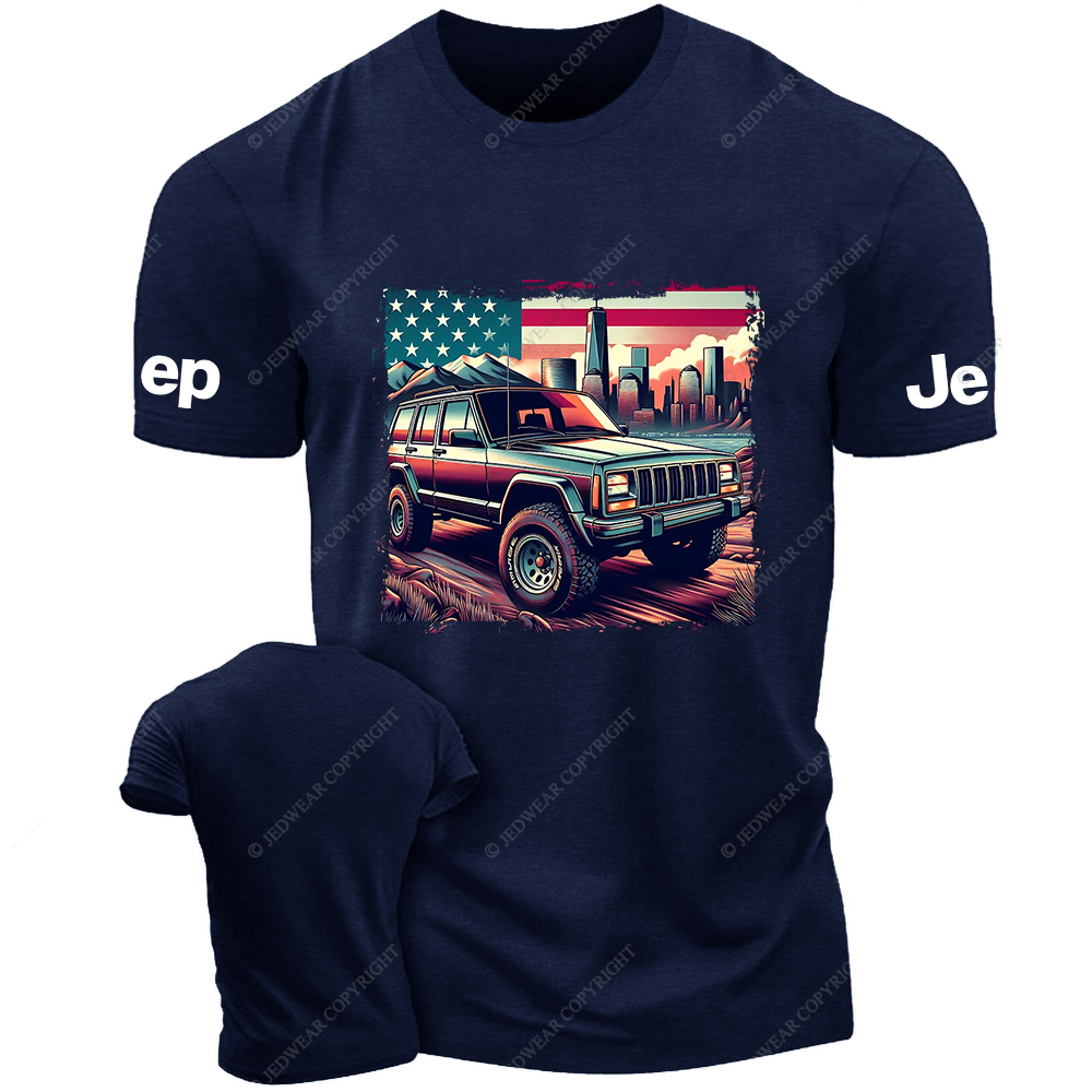 American Flag Cherokee XJ Off-Road Vintage Old School Vehicle Jp T-Shirt