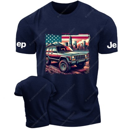 American Flag Cherokee XJ Off-Road Vintage Old School Vehicle Jp T-Shirt