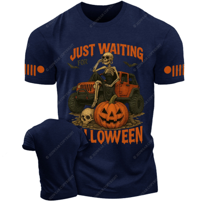 Halloween Skeleton Funny Spooky Skeleton Just Waiting for Halloween Jp T-Shirt